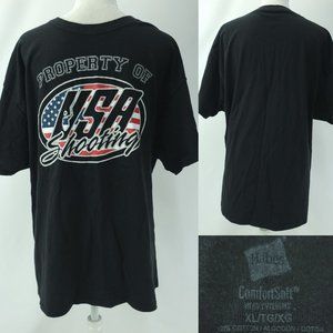 Hanes Comfort Soft Mens XL Property Of USA Shooting Black 100% Cotton T-shirt